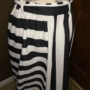 Black and white stripe maxi skirt